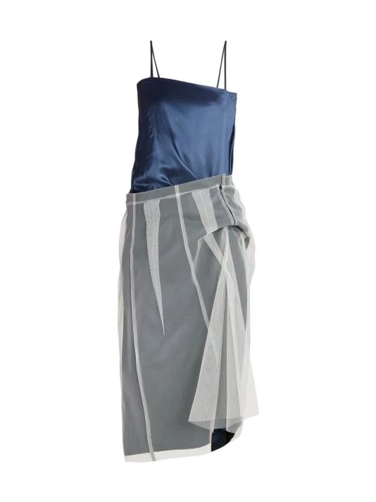 Maison Margiela Satin Chiffon Overlay Slip Dress 3 Maison Margiela Satin Chiffon Overlay Slip Dress