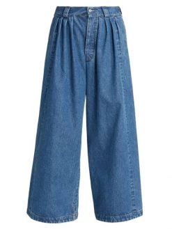 Maison Margiela Pleated Wide-Leg Denim Pants
