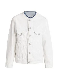 Maison Margiela Bianchetto Handpainted Collarless Denim Jacket