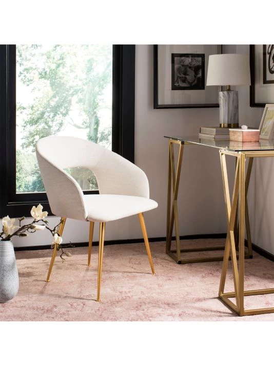 Safavieh Lorina Linen Blend Arm Chair Creme Gold 8 Safavieh Lorina Linen Blend Arm Chair Creme Gold - Image 6