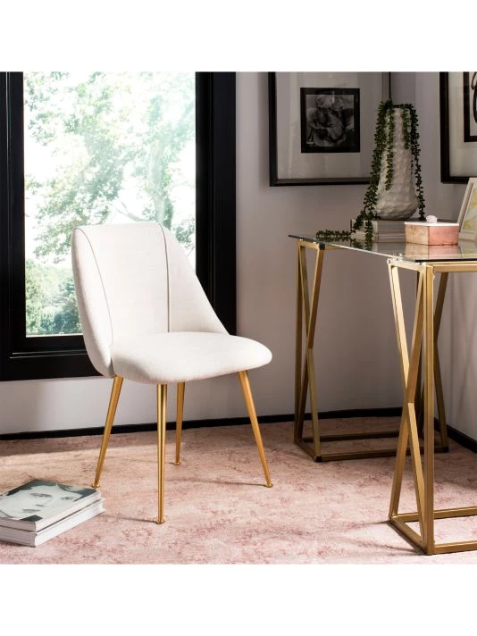 Safavieh Foster Linen Blend Dining Chair Light Grey 8 Safavieh Foster Linen Blend Dining Chair Light Grey - Image 6