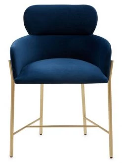 Safavieh Charlize Velvet Dining Chair Navy Gold