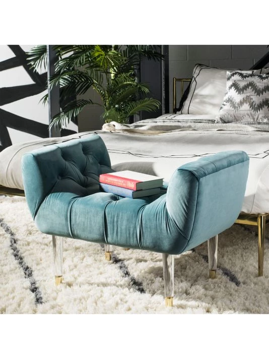 Safavieh Eugenie Tufted Velvet Bench 9 Safavieh Eugenie Tufted Velvet Bench - Image 7