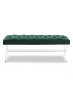 Safavieh Tourmaline Tufted Velvet Acrylic Bench