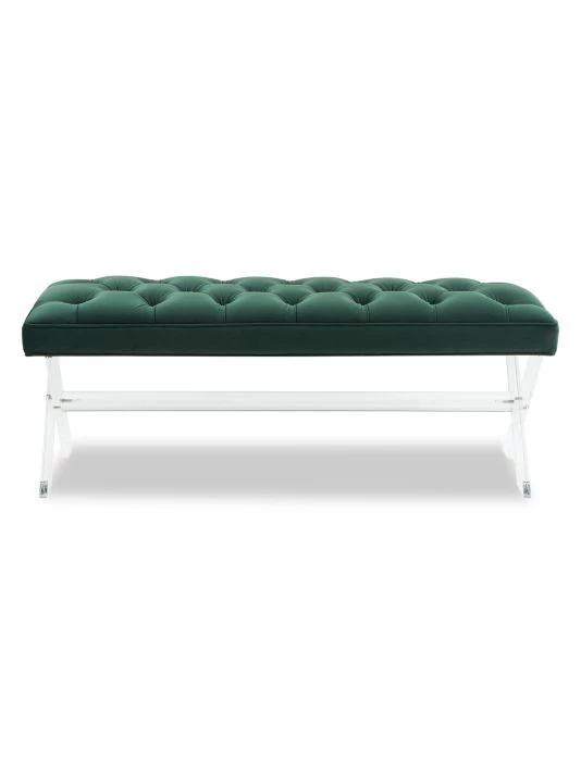 Safavieh Tourmaline Tufted Velvet Acrylic Bench 3 Safavieh Tourmaline Tufted Velvet Acrylic Bench