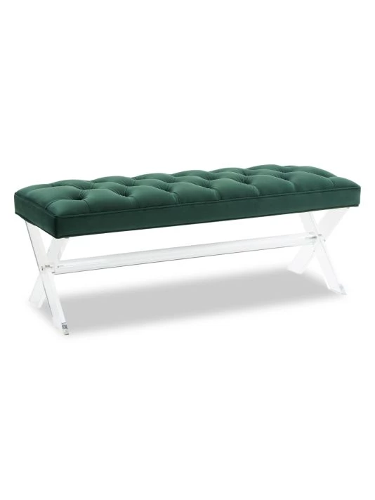 Safavieh Tourmaline Tufted Velvet Acrylic Bench 4 Safavieh Tourmaline Tufted Velvet Acrylic Bench - Image 2