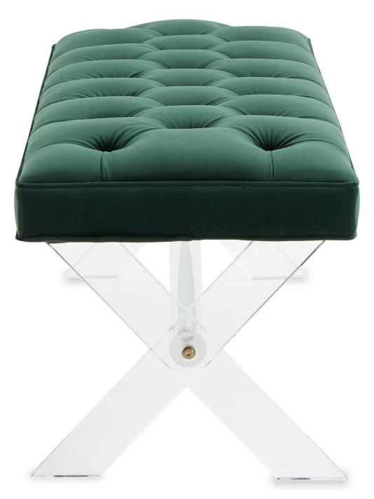 Safavieh Tourmaline Tufted Velvet Acrylic Bench 5 Safavieh Tourmaline Tufted Velvet Acrylic Bench - Image 3