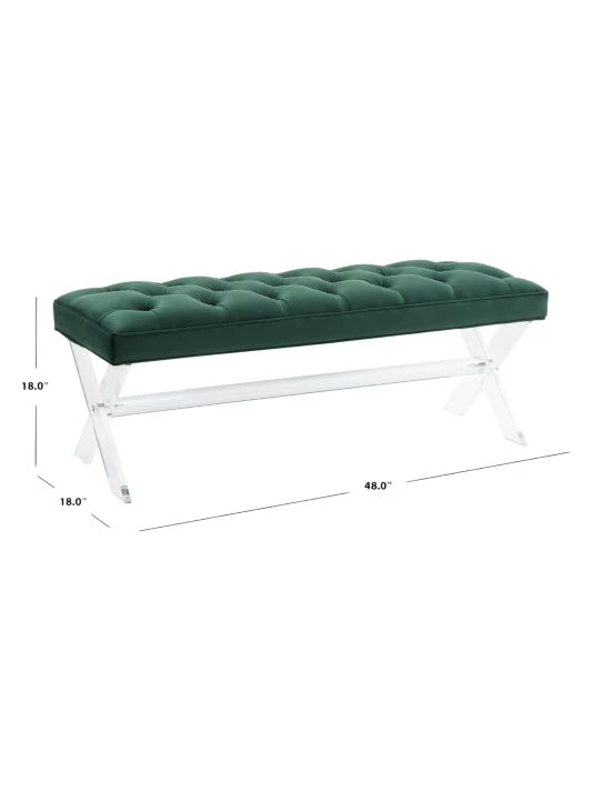 Safavieh Tourmaline Tufted Velvet Acrylic Bench 7 Safavieh Tourmaline Tufted Velvet Acrylic Bench - Image 5