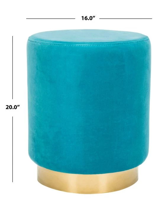 Safavieh Elsworth Brass Base Velvet Ottoman 4 Safavieh Elsworth Brass Base Velvet Ottoman - Image 2