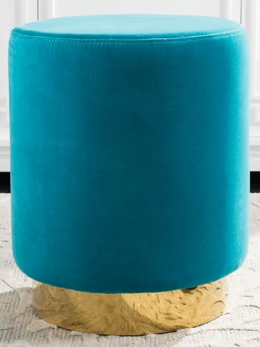 Safavieh Elsworth Brass Base Velvet Ottoman 7 Safavieh Elsworth Brass Base Velvet Ottoman - Image 5