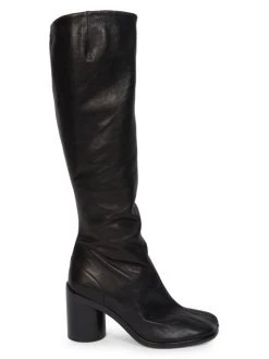 Maison Margiela Tabi Leather Knee-High Boots Black