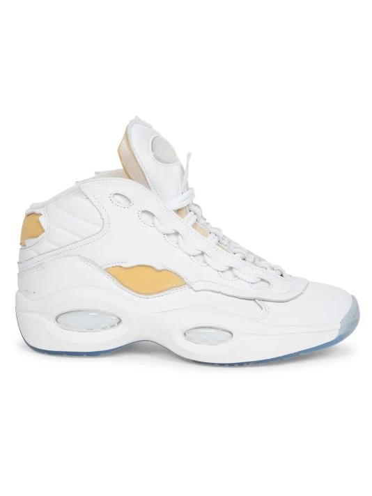 Maison Margiela The Question Leather Mid-Top Sneakers For Men White 9 Maison Margiela The Question Leather Mid-Top Sneakers For Men White - Image 7