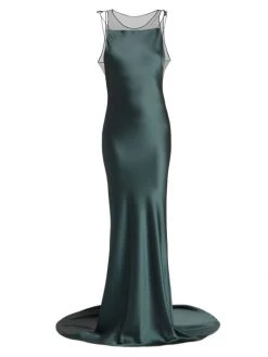 Maison Margiela Open-Back & Sheer-Trim Gown