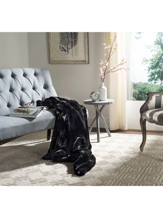 Safavieh Faux Black Mink Throw Blanket 4 Safavieh Faux Black Mink Throw Blanket - Image 2