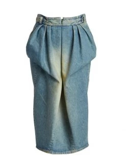 Maison Margiela Gathered Denim Midi-Skirt