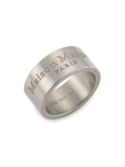 Maison Margiela Sterling Silver Engraved Logo Ring For Men