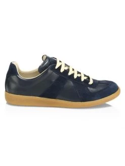 Maison Margiela Replica Leather & Suede Sneakers For Men Off White