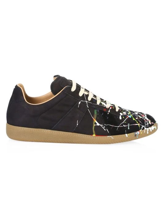Maison Margiela Replica Painter Leather Sneakers For Men Black Paint 3 Maison Margiela Replica Painter Leather Sneakers For Men Black Paint