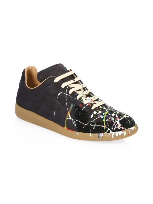 Maison Margiela Replica Painter Leather Sneakers For Men Black Paint 4 Maison Margiela Replica Painter Leather Sneakers For Men Black Paint - Image 2